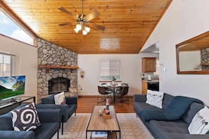 TV, fireplace, offices