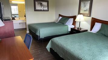 Individually decorated, individually furnished, desk, laptop workspace