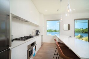 Luxury Apartment, 1 King Bed, Canal View | Private kitchen | Full-size fridge, microwave, oven, stovetop