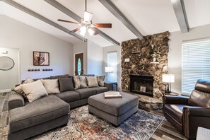 Smart TV, fireplace, video games