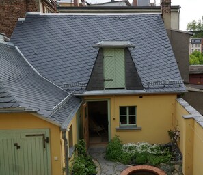 Exterior detail - Studio castle view, private bathroom outside the room, garden, sauna (Greiz)