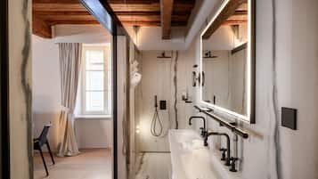 Signature Double Room | Bathroom | Designer toiletries, hair dryer, bathrobes, slippers