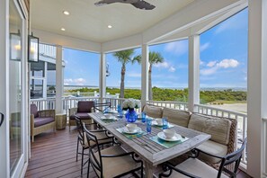 Outdoor dining - Ocean View Home in Gated Wild Dunes on Golf Course & Pool Access! (Isle Of Palms)