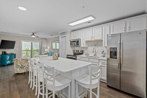 Fridge, microwave, oven, stovetop - Luxury Oceanview Condo w/ Pool, Elevator, & Wifi!  (North Myrtle Beach)