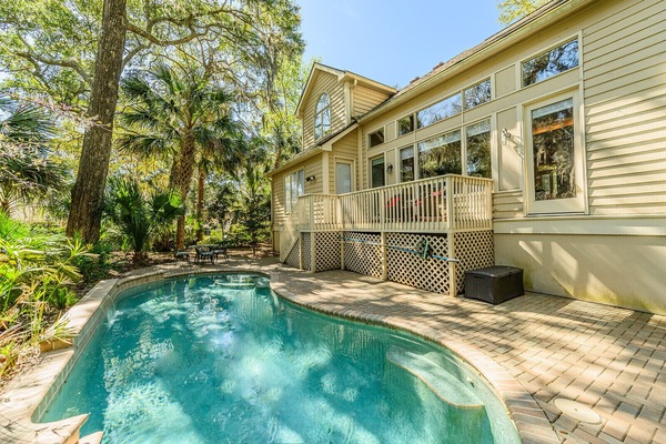 Backyard oasis with private pool. Pool can be heated on request.