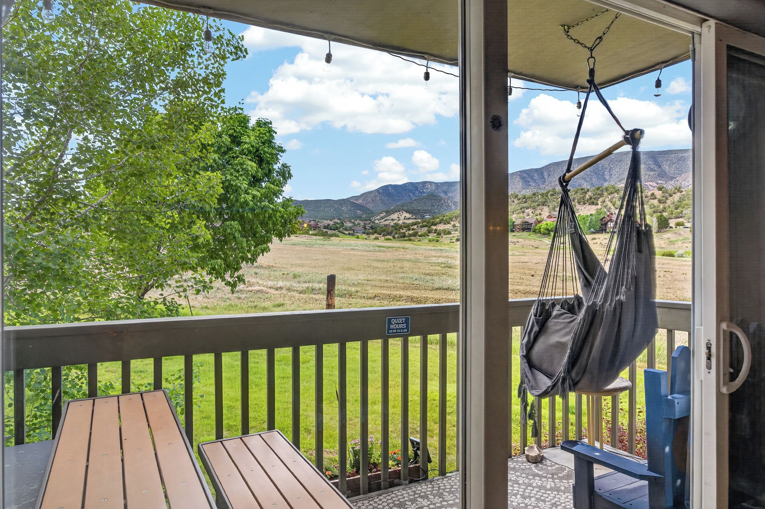 Morning coffee, mountain views, and a hammock made for relaxing.
