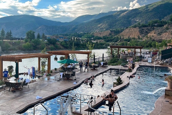 Soak in different temperatur and minerals from around the world at Iron Mountain