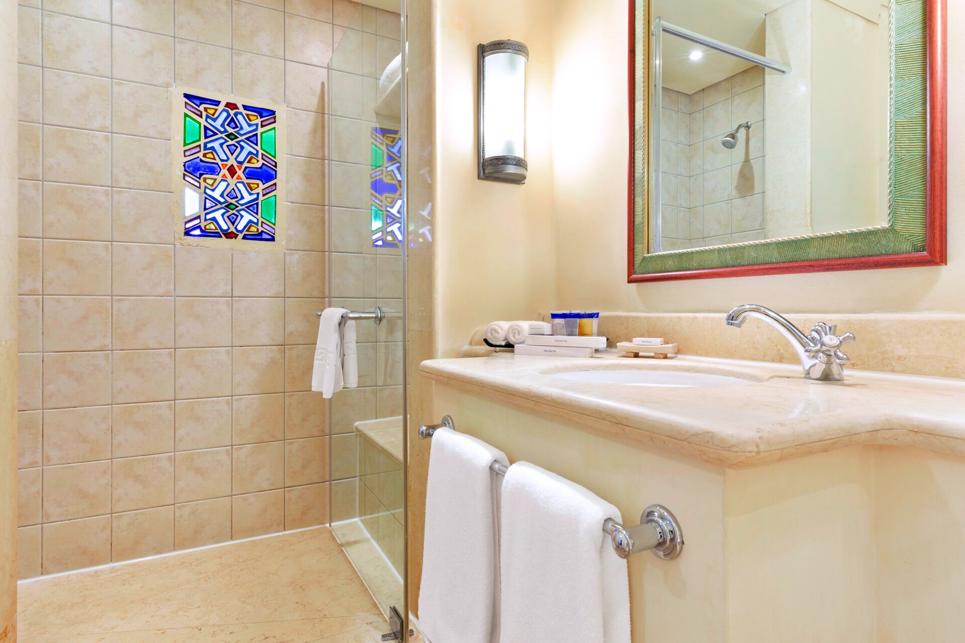 shower, free toiletries, hair dryer, bathrobes