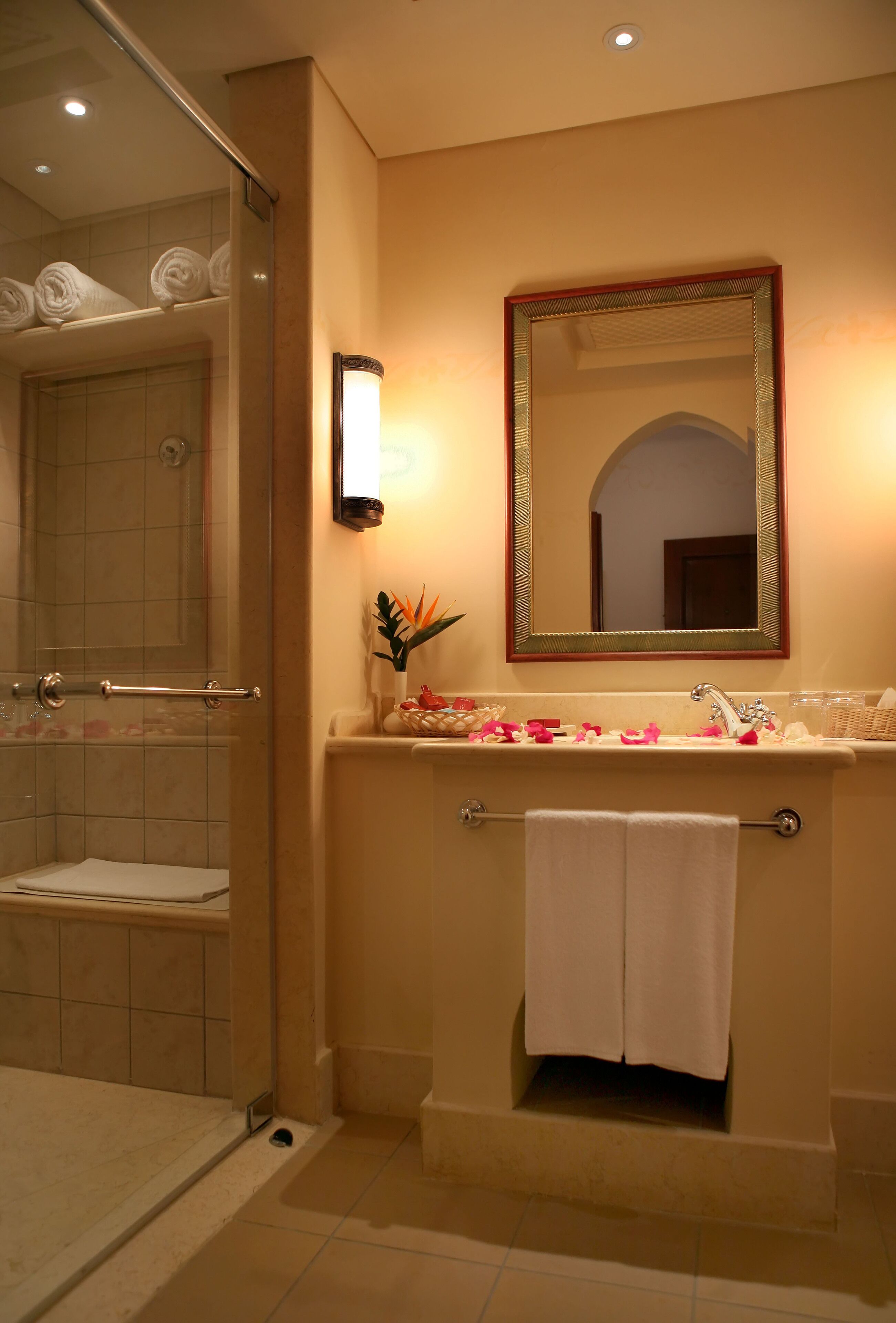 shower, free toiletries, hair dryer, bathrobes