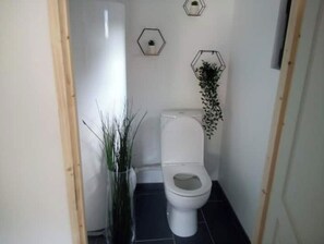 Jetted tub, hair dryer, towels, soap