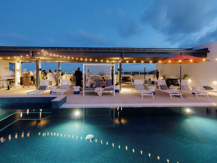 Outdoor pool, sun loungers