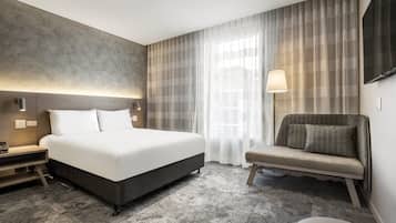 In-room safe, desk, laptop workspace, blackout drapes