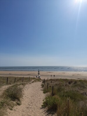 Beach nearby, sun loungers