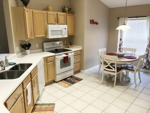 Fridge, microwave, oven, dishwasher