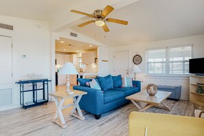 TV - Dog-friendly, waterfront getaway with a pool, WiFi, central A/C, & washer/dryer (Galveston)