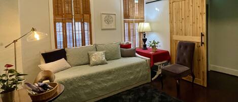 Téléviseur connecté, foyer, lecteur de DVD, livres