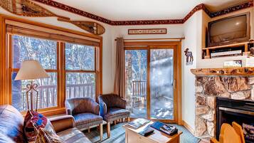 TV, fireplace, DVD player