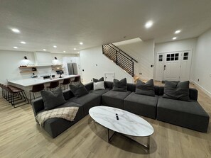 Smart TV, fireplace, video games, books