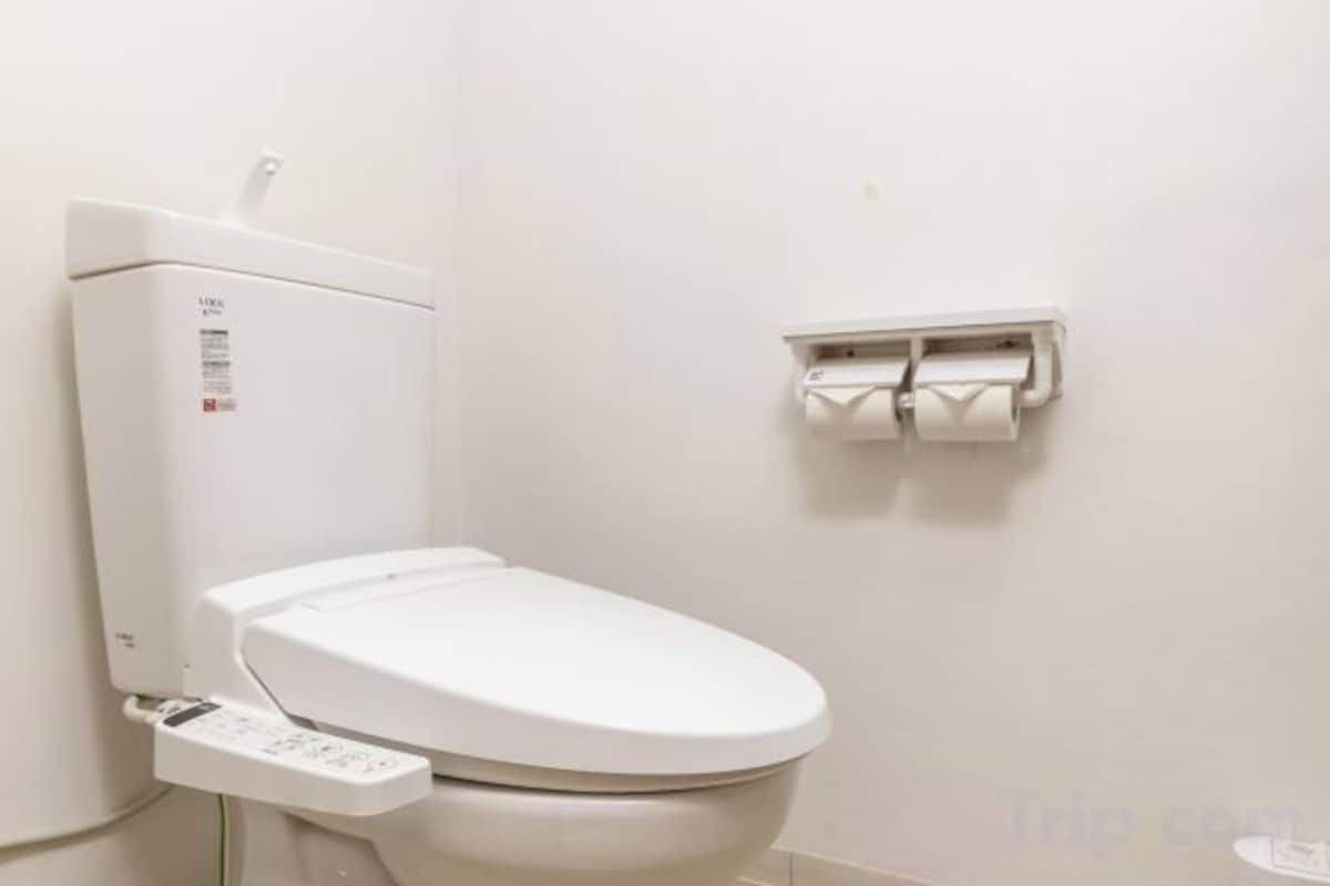 Shower, hydromassage showerhead, free toiletries, hair dryer
