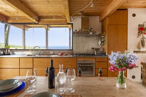 Een koelkast, een oven, een kookplaat, een vaatwasser