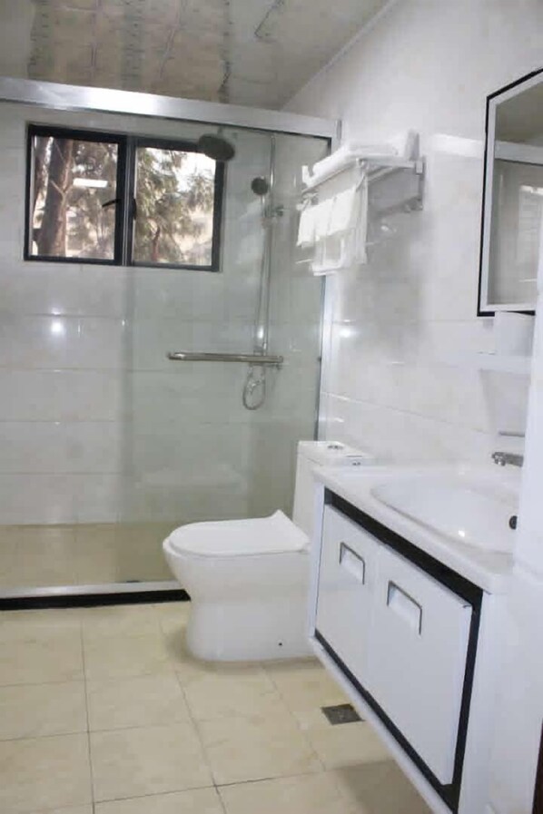 Executive Apartment | Bathroom | Shower, free toiletries, bidet, towels