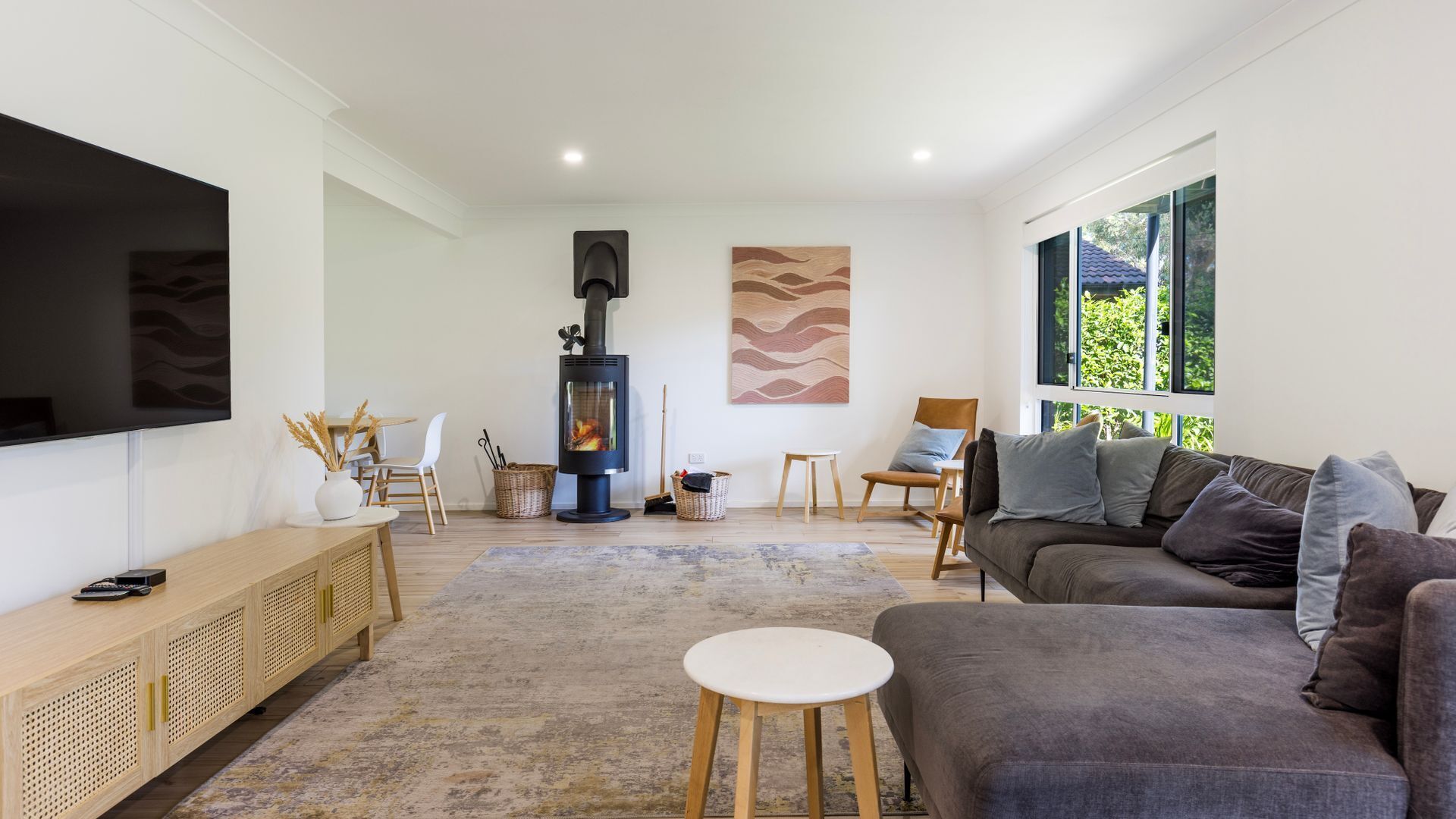 TV, fireplace, video games, Netflix