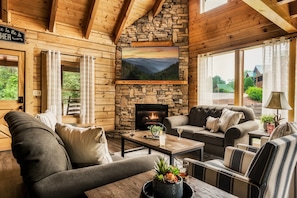 Smart TV, fireplace, video games, Hulu
