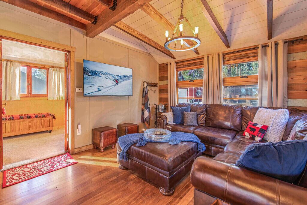 Älytelevisio, takka, kirjoja, musiikkikirjasto