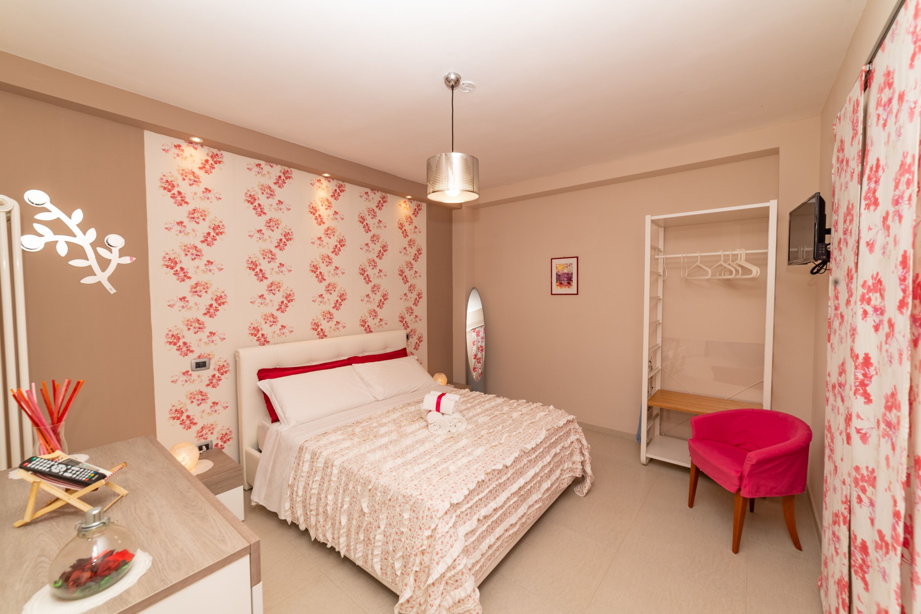 1 bedroom, desk, iron/ironing board, travel cot