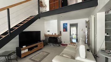 Télévision, cheminée