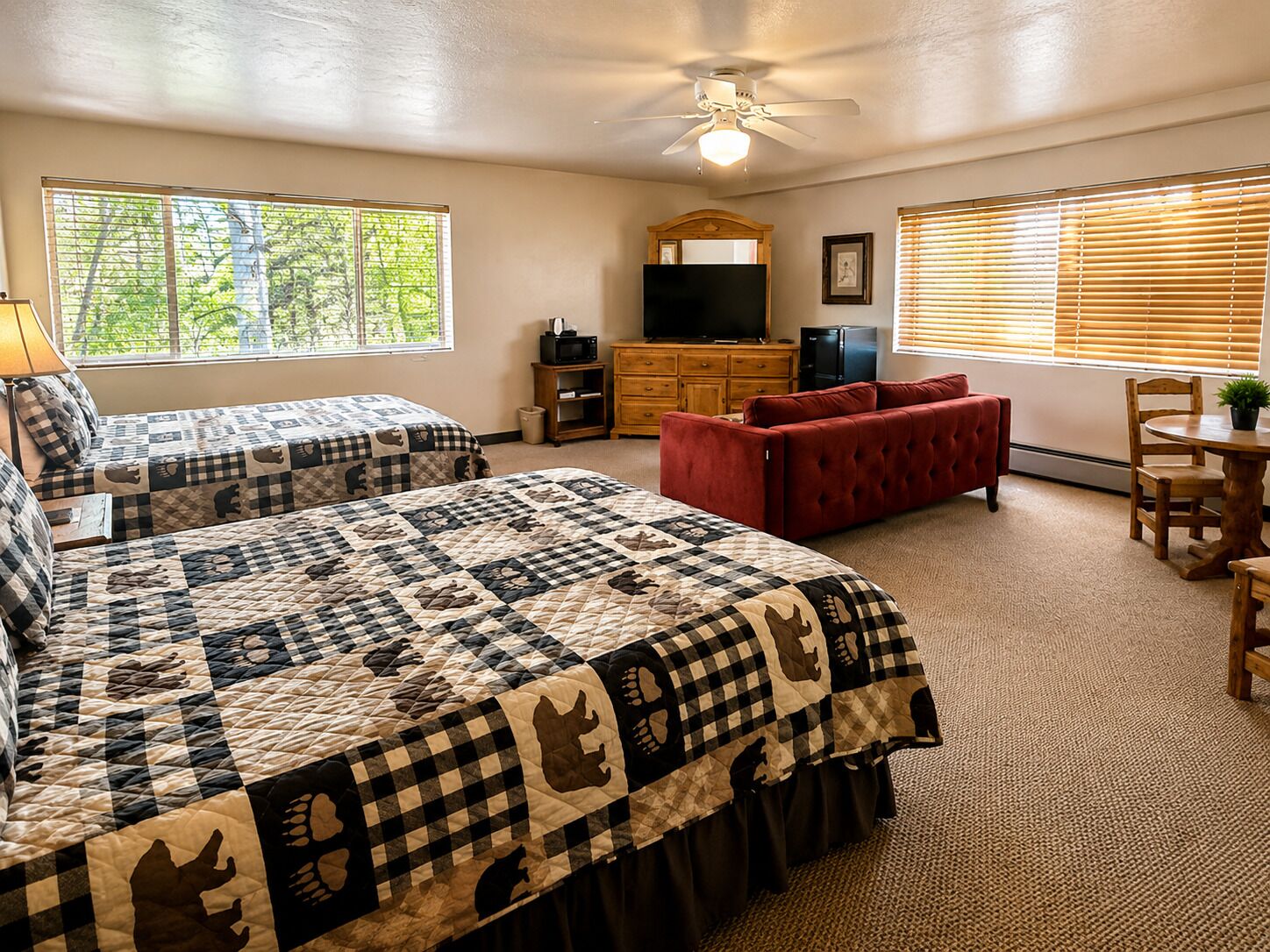 Room 202, Amberian Deluxe, 2 Queen Beds and 1 Queen Sofa Bed | In-room safe, soundproofing, free WiFi, bed sheets