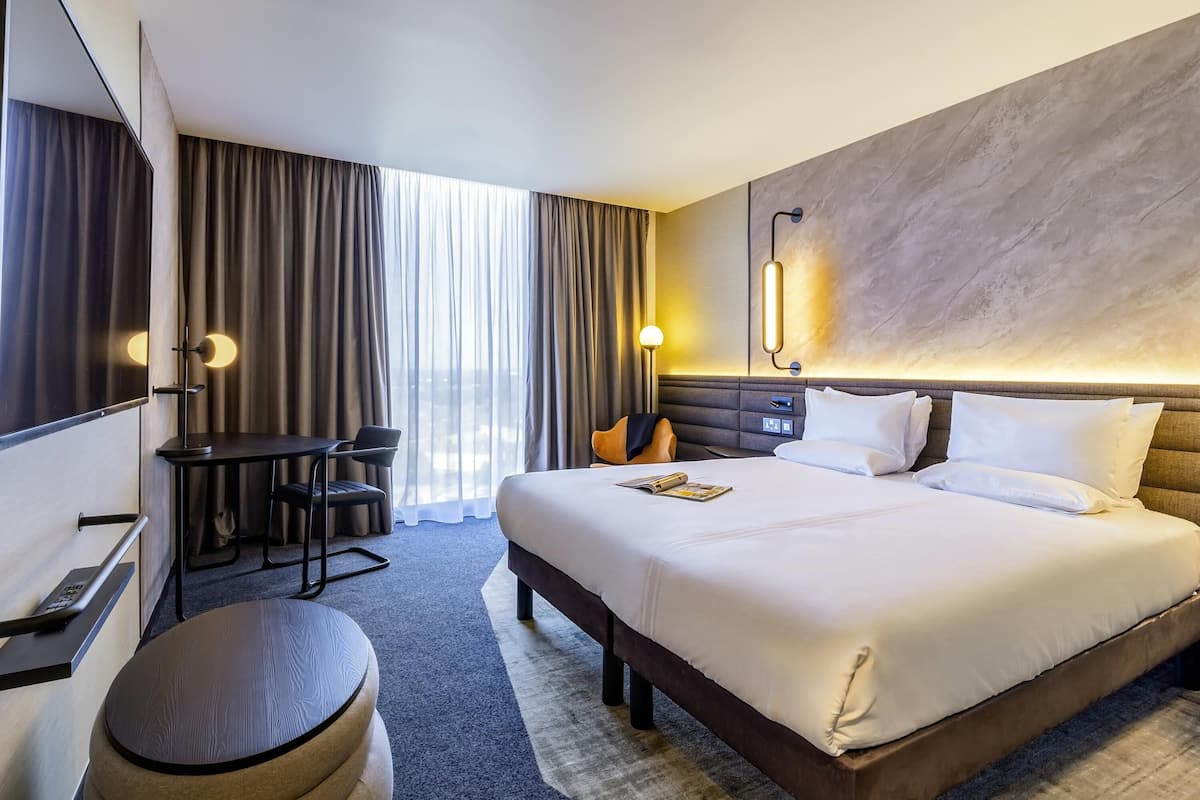 In-room safe, individually decorated, laptop workspace