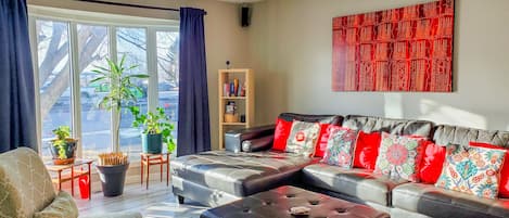 Smart TV, DVD player, video library, stereo