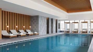 Indoor pool, open 8:00 AM to 8:00 PM, free cabanas