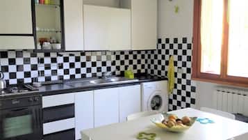 Fridge, oven, stovetop, coffee/tea maker