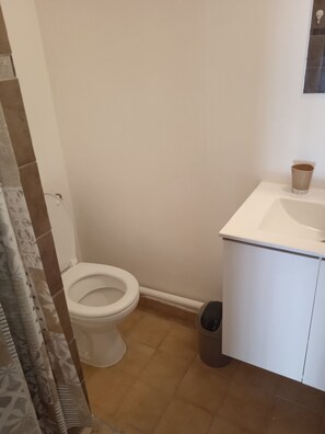 Shower, hair dryer, toilet paper