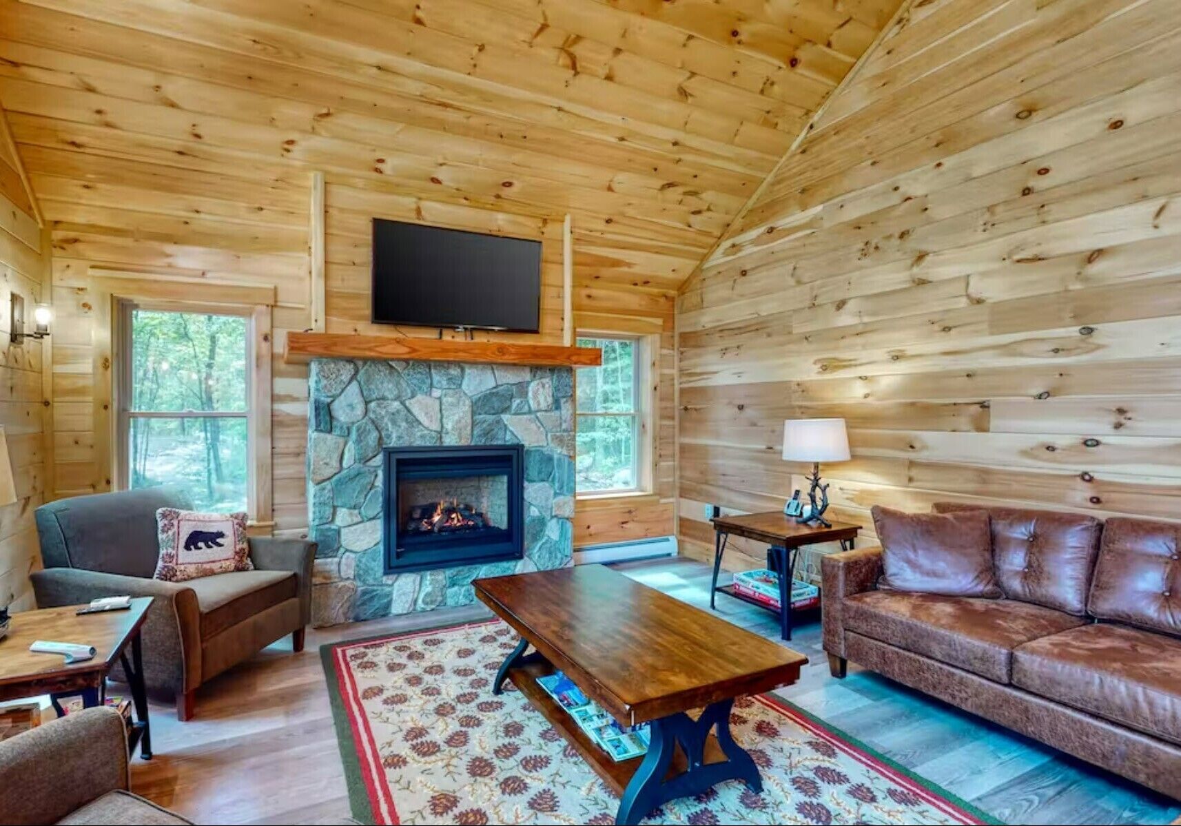 Gorgeous dog-friendly cabin with great view, deck, hot tub, & gas fireplace