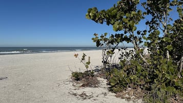 A beach with clear skies and calm waves.
