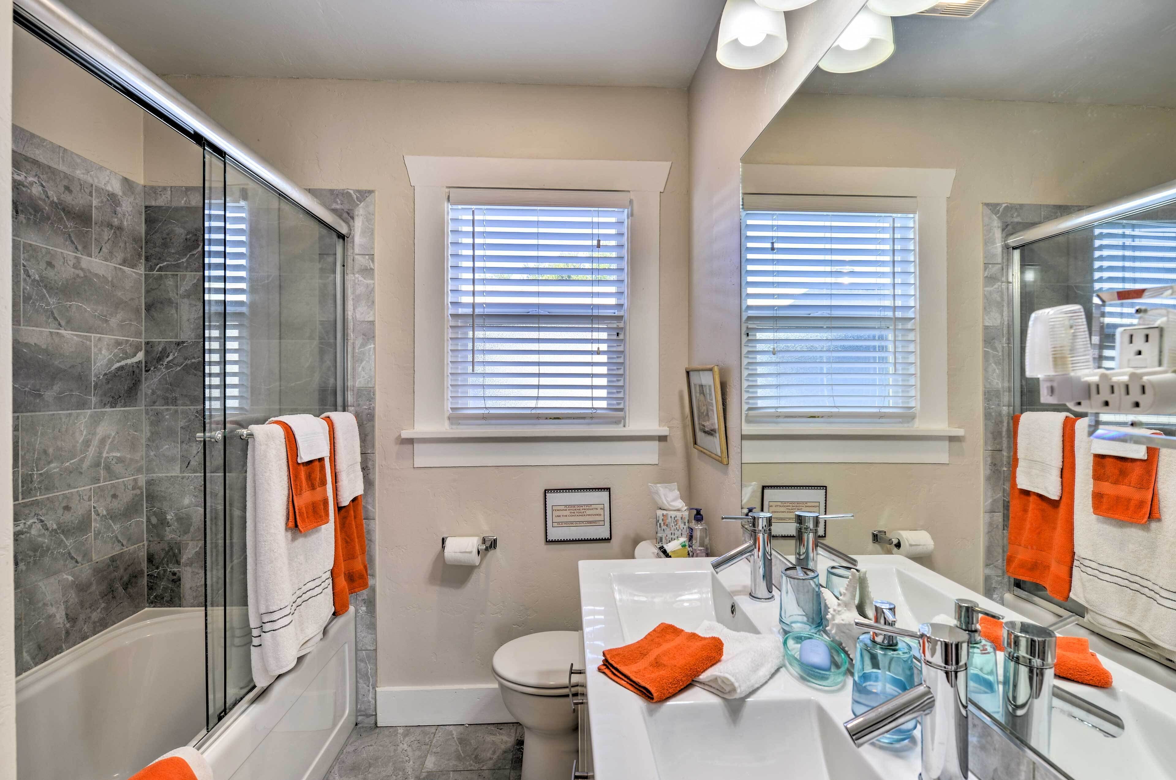 Free toiletries, hair dryer, towels