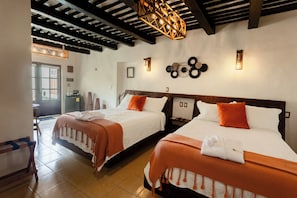 Deluxe Double Room, 2 Double Beds, Refrigerator, Pool View | Egyptian cotton sheets, premium bedding, down comforters - Kuxtal Hotel Boutique (Mérida)