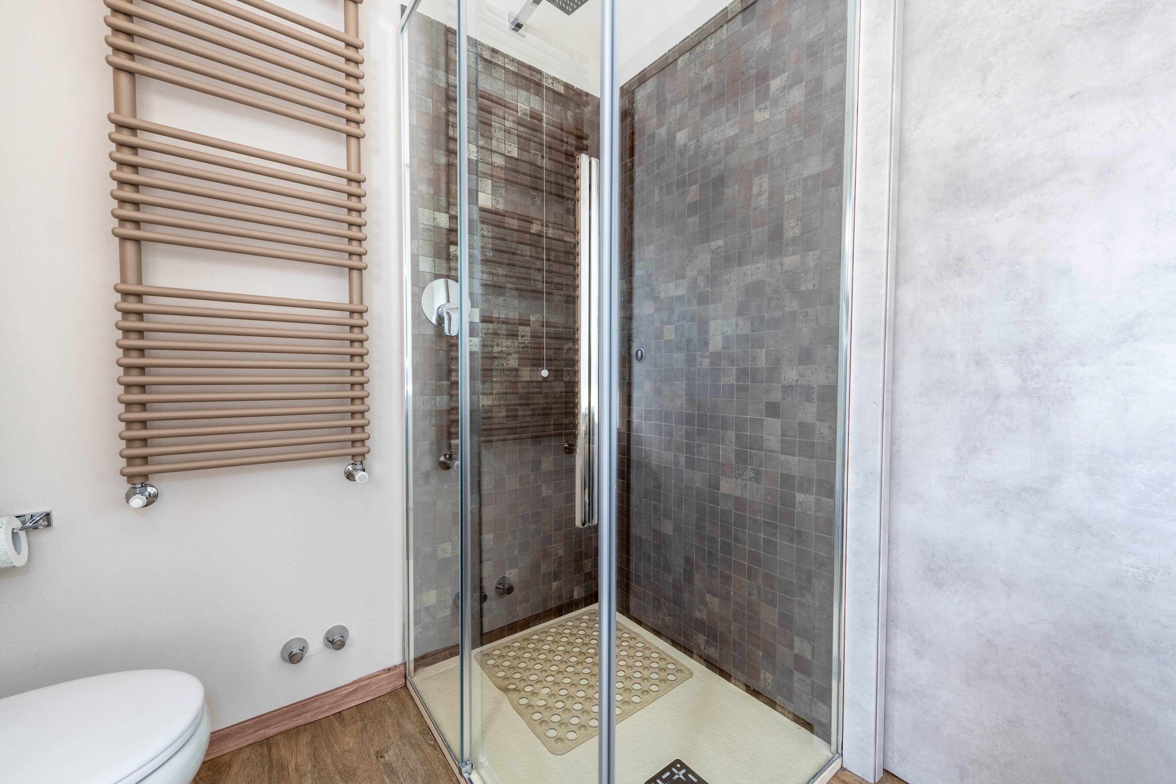 Shower, free toiletries, hair dryer