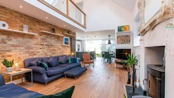 Smart TV, fireplace, video game console, Netflix
