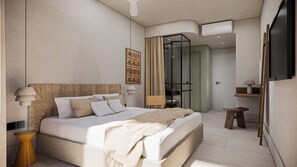 Hypo-allergenic bedding, down duvets, memory-foam beds, desk