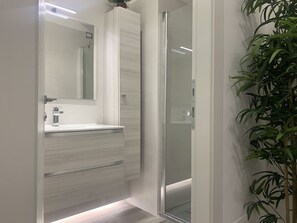 Dusche, Haartrockner, Bidet, Handtücher