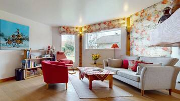 Télévision, cheminée, lecteur de DVD