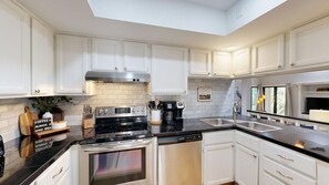 Fridge, microwave, coffee/tea maker, toaster