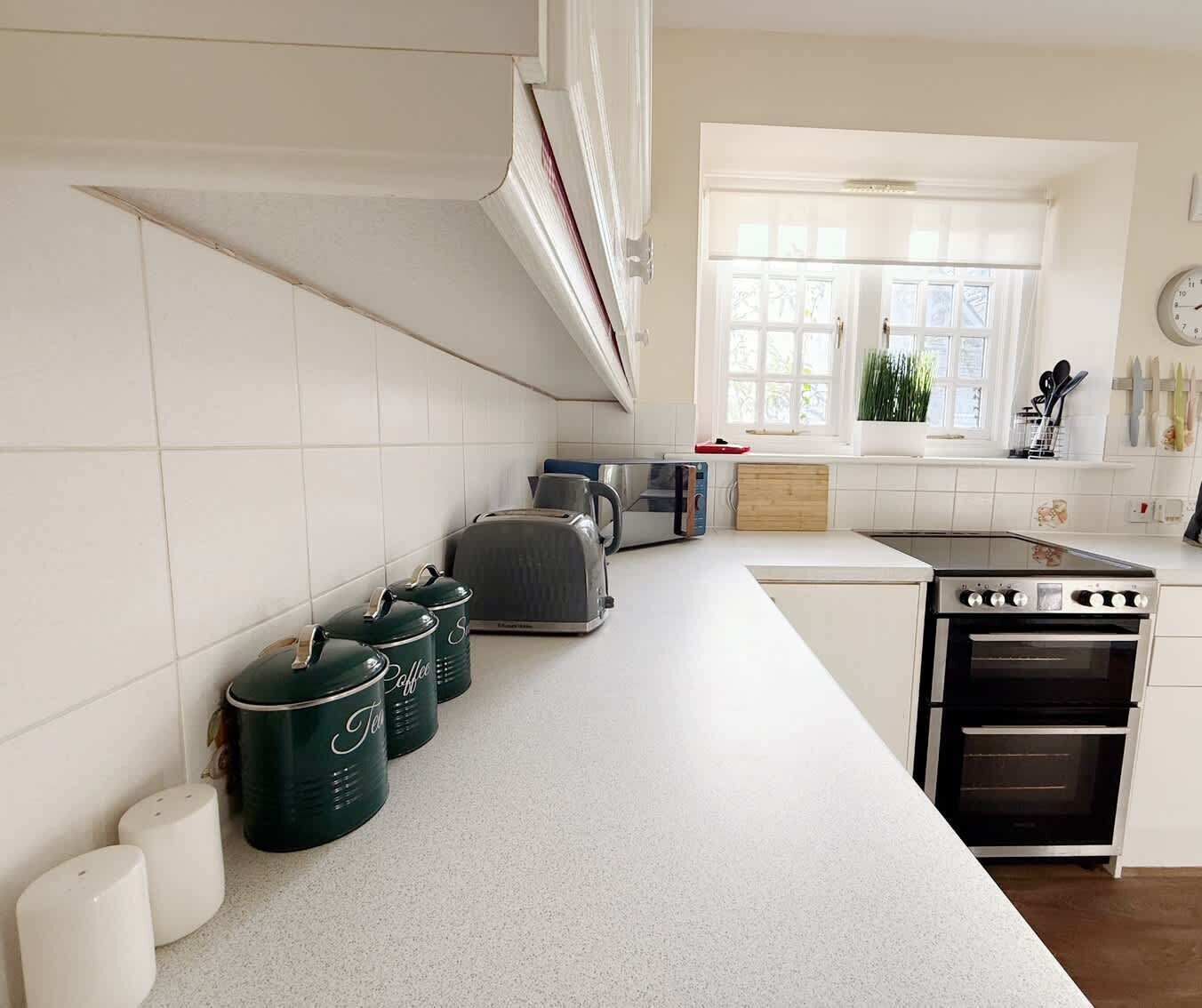 Fridge, microwave, oven, dishwasher