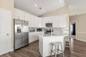 Coffee/tea maker, fridge, microwave, oven - Dune Ridge: Oceanfront Duplex, Spa, YMCA Access (Nags Head)
