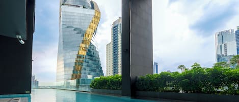 Outdoor pool, sun loungers