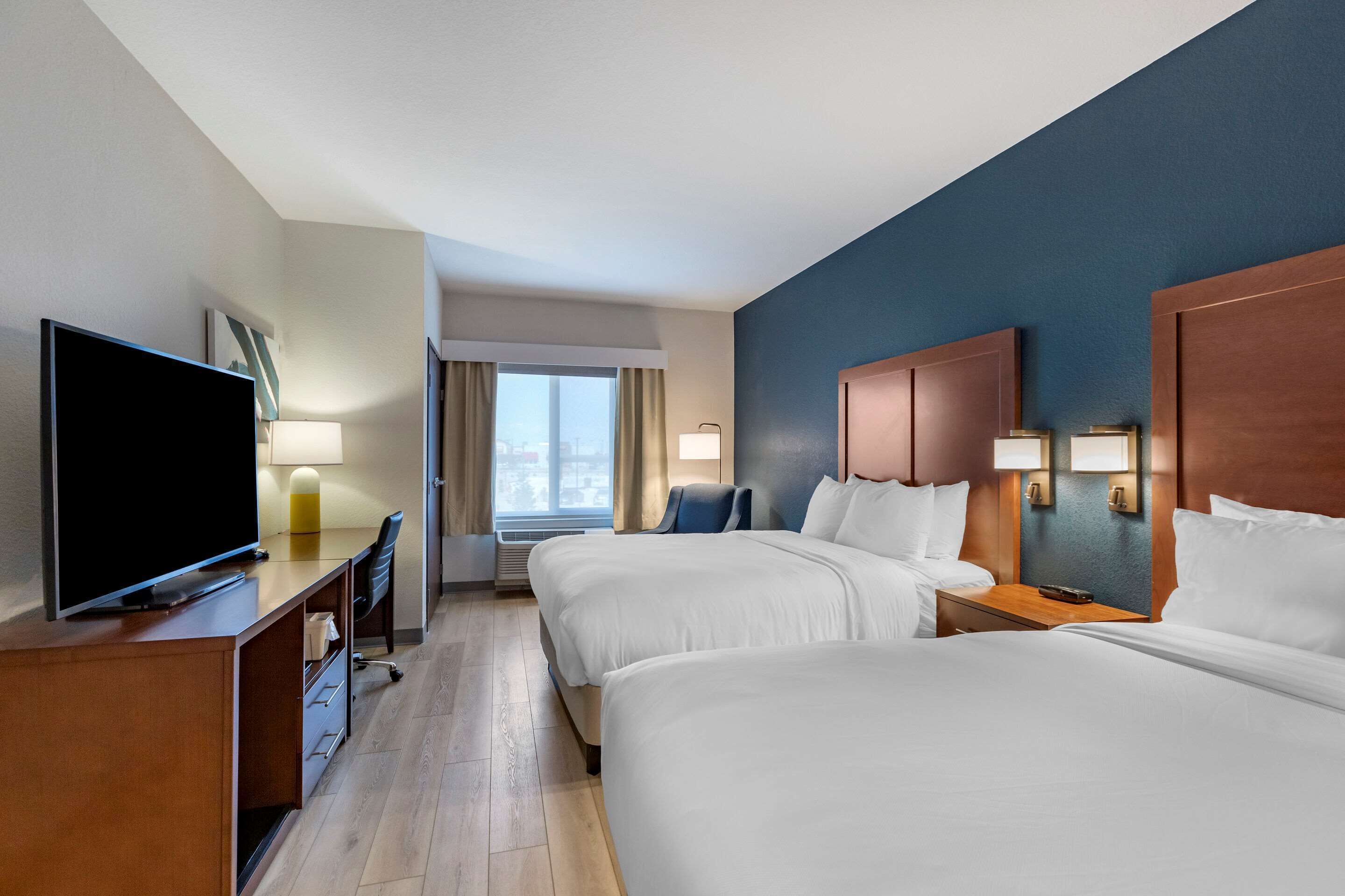 standard room, 2 queen beds, non smoking | desk, laptop workspace, blackout curtains, iron/ironing board